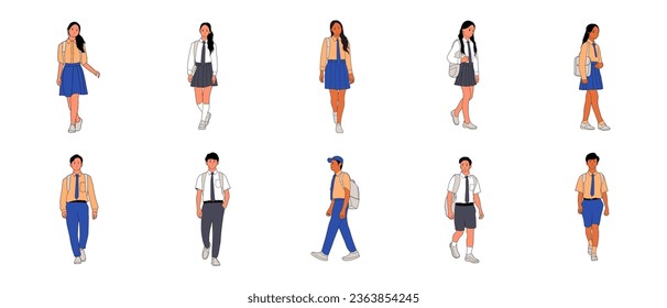 School Student Illustration Vector Set
