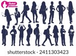School Student Silhouettes Vector illustration