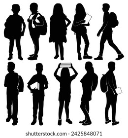 School Student Silhouettes Vector illustration