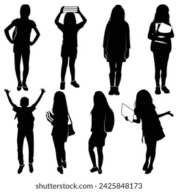 School Student Silhouettes Vector illustration
