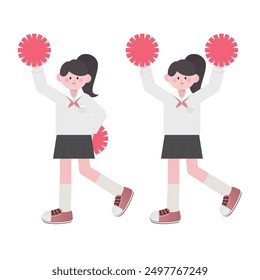 school student woman girl cheering gesture illustration