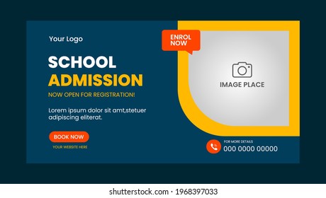 School Students Admission social media post, promotional discount Back to school admission social media post banner template Design.