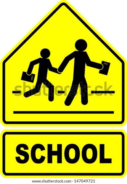 school students crossing\
sign