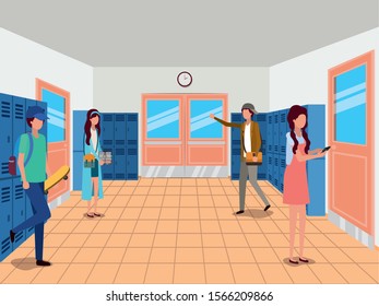 School students design, Education lesson study learning classroom and information theme Vector illustration