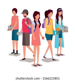 School students design, Education lesson study learning classroom and information theme Vector illustration