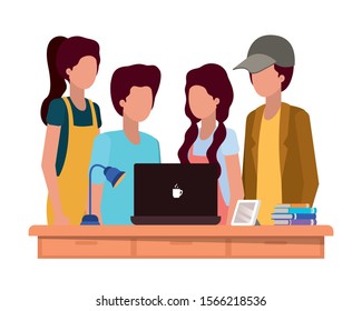 School students design, Education lesson study learning classroom and information theme Vector illustration
