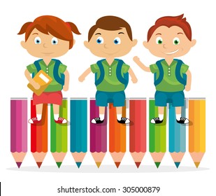  School students on big colors