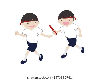 School students play relay race in Sports festival.