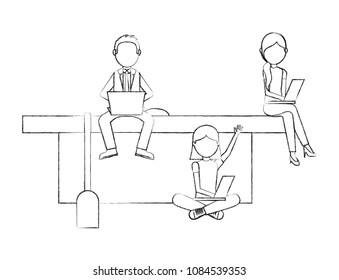 school students and teacher sit on big graduation hat
