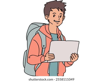 SCHOOL STUDENTS USE LAPTOP. COOL AND UNIQUE ILLUSTRATIONS SUITABLE FOR YOUR NEEDS. VECTOR FILES