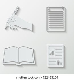 School and study icons - paper  set