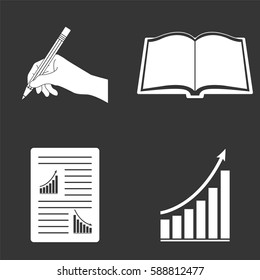 School and study icons set isolated on  gray