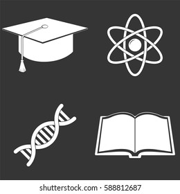 School and study icons set isolated on  gray