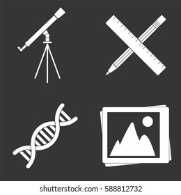 School and study icons set isolated on  gray
