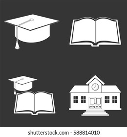 School and study icons set isolated on  gray
