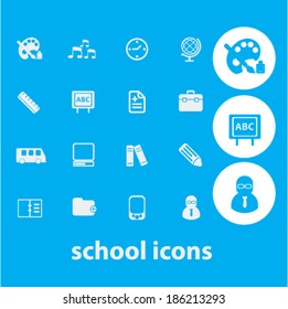 school, study icons set, vector