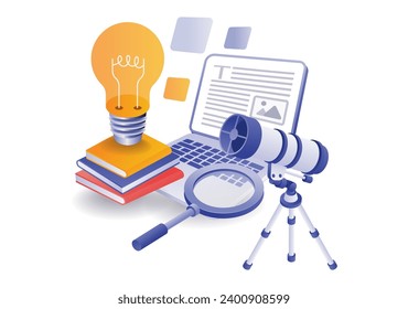 School studying astronomy with laptop