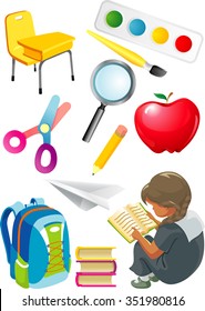 School Stuff Collection-Back to school things and instruments