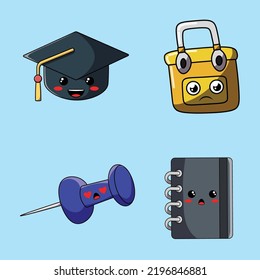 School stuff vector set is a vector cartoon, cute doodle with a school theme.
Perfect for designing t-shirts, merchandise, stickers, logos, emojis, etc.
