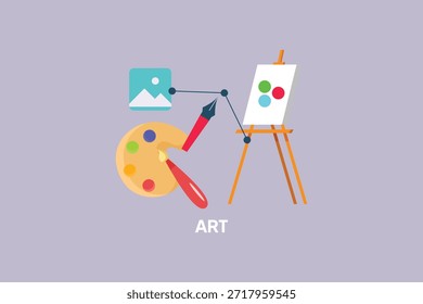 Schulfach Kunst. Schulfach Konzept. Farbige, flache Vektorgrafik einzeln
