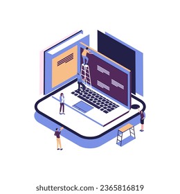 school subject computing flat style isometric illustration vector design