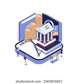 school subject economics flat style isometric illustration vector design