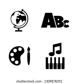 School Subject, Education. Simple Related Vector Icons Set for Video, Mobile Apps, Web Sites, Print Projects and Your Design. School Subject, Education icon Black Flat Illustration on White Background