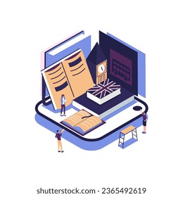 school subject english flat style isometric illustration vector design