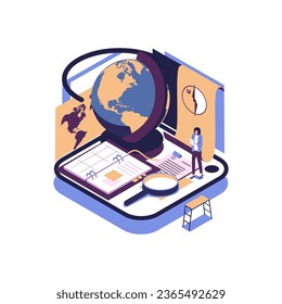 school subject geography flat style isometric illustration vector design