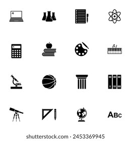 School Subject icon - Expand to any size - Change to any colour. Perfect Flat Vector Contains such Icons as music, science, history, sport, education, astronomy, biology, calculation, chemistry, book