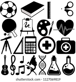 School Subject Icon Set (Transparent) 