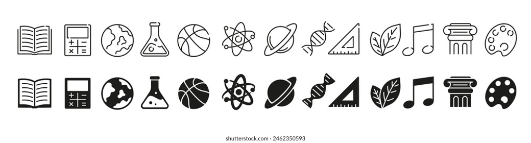 School subject icon. School subjects line icon.