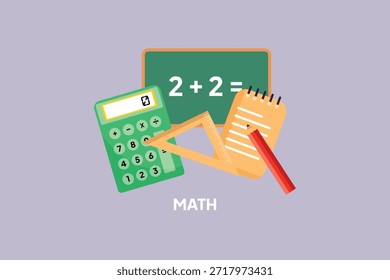 Schulfach Mathematik. Schulfachkonzept. Farbige, flache Vektorgrafik einzeln
