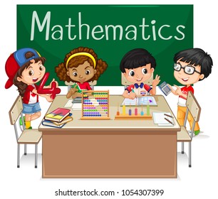 Schulfach Mathematik mit Kindern in Klassengrafik
