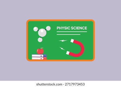 Schulfach Physikalische Wissenschaften. Schulfachkonzept. Farbige, flache Vektorgrafik einzeln