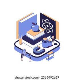 school subject physics flat style isometric illustration vector design