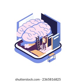 school subject psychology flat style isometric illustration vector design