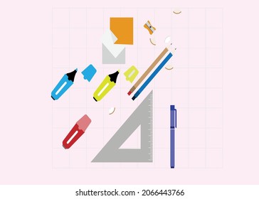 school subject set vactor illustration 