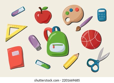 School subjects. Subjects for school. Back to school. School icons. Vector illustration