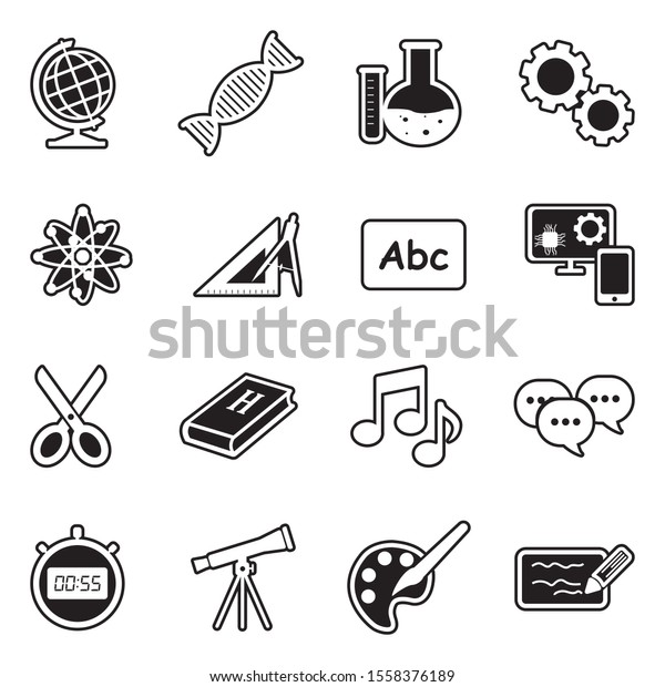 School Subjects Icons. Line With Fill
Design. Vector
Illustration.