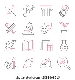 School Subjects icons set.School Subjects pack symbol vector elements for infographic web