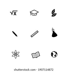 School subjects icons. Symbols for the educational sector. High quality vector.