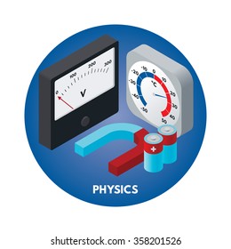 School subjects isometric vector illustration. Physics icon.