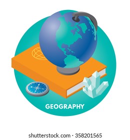 School subjects isometric vector illustration. Geography icon.