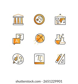 School subjects - modern line design style icons set