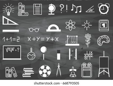 School subjects on the board