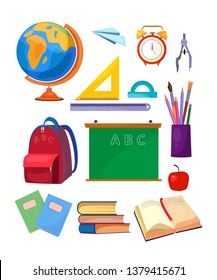 School subjects set. Collection of school supplies. Can be used for topics like education, class, stationary