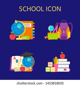 School subjects set. Collection of school supplies. Vector illustration can be used for design, prints and greeting cards,  t-shirt, party decoration, sticker.