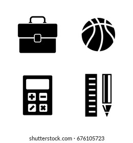 School Subjects. Simple Related Vector Icons Set for Video, Mobile Apps, Web Sites, Print Projects and Your Design. Black Flat Illustration on White Background.