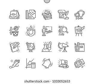 School Subjects Well-crafted Pixel Perfect Vector Thin Line Icons 30 2x Grid for Web Graphics and Apps. Simple Minimal Pictogram